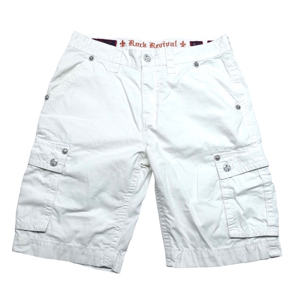 discount outlets sale Rock Revival Shorts Men´s Cargo White Orange